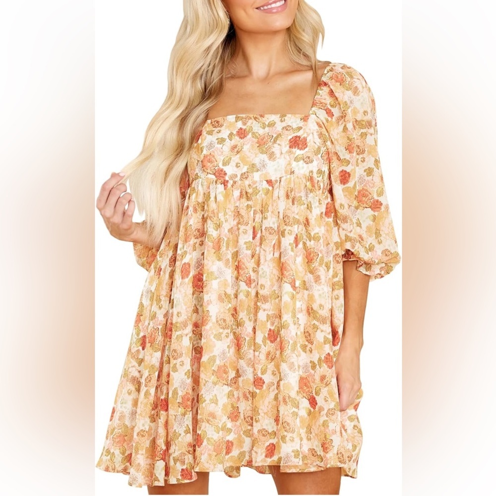 Floral babydoll mini dress - Picture 2 of 6